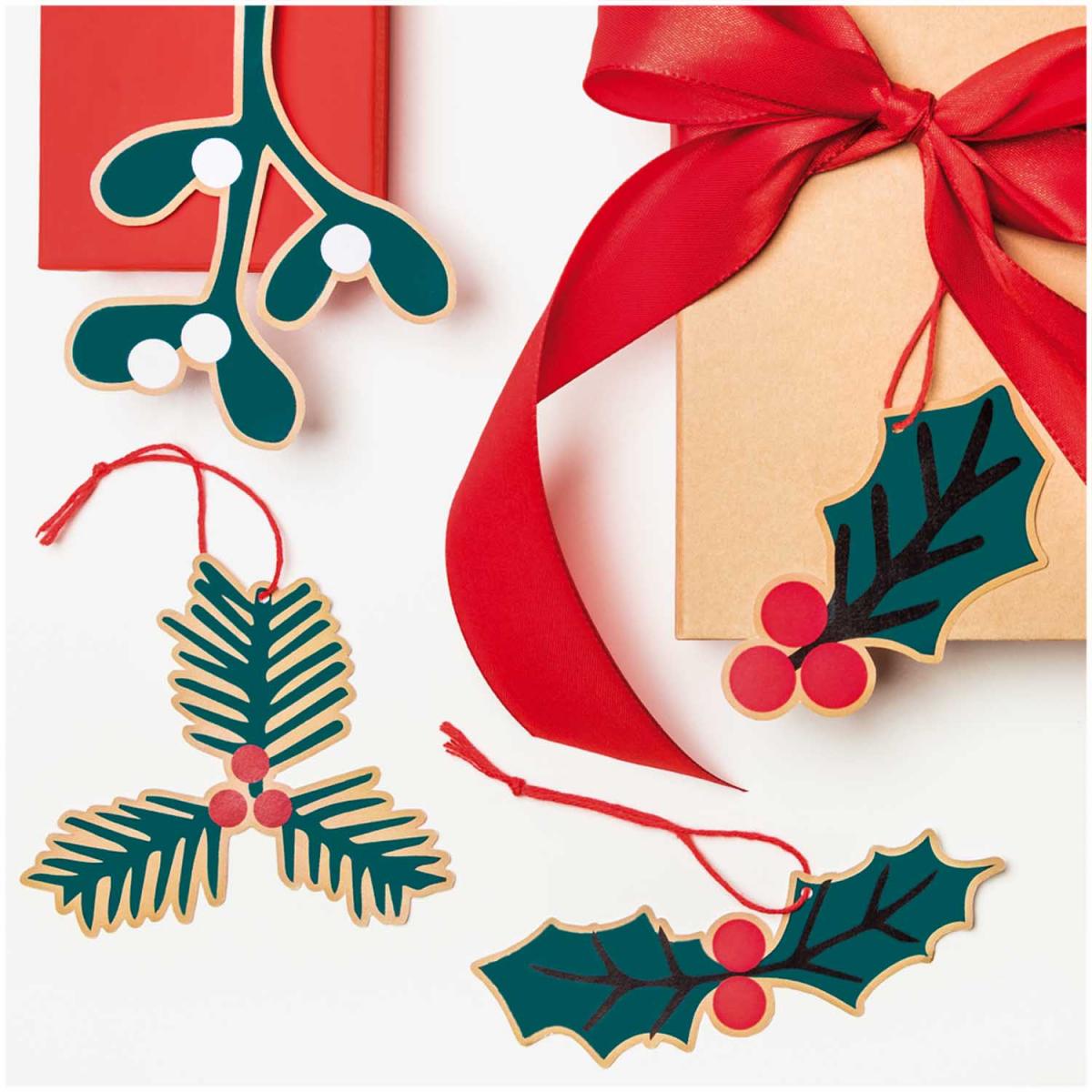 Etiquette decorative pour cadeaux Noel couleur unique, RICO DESIGN