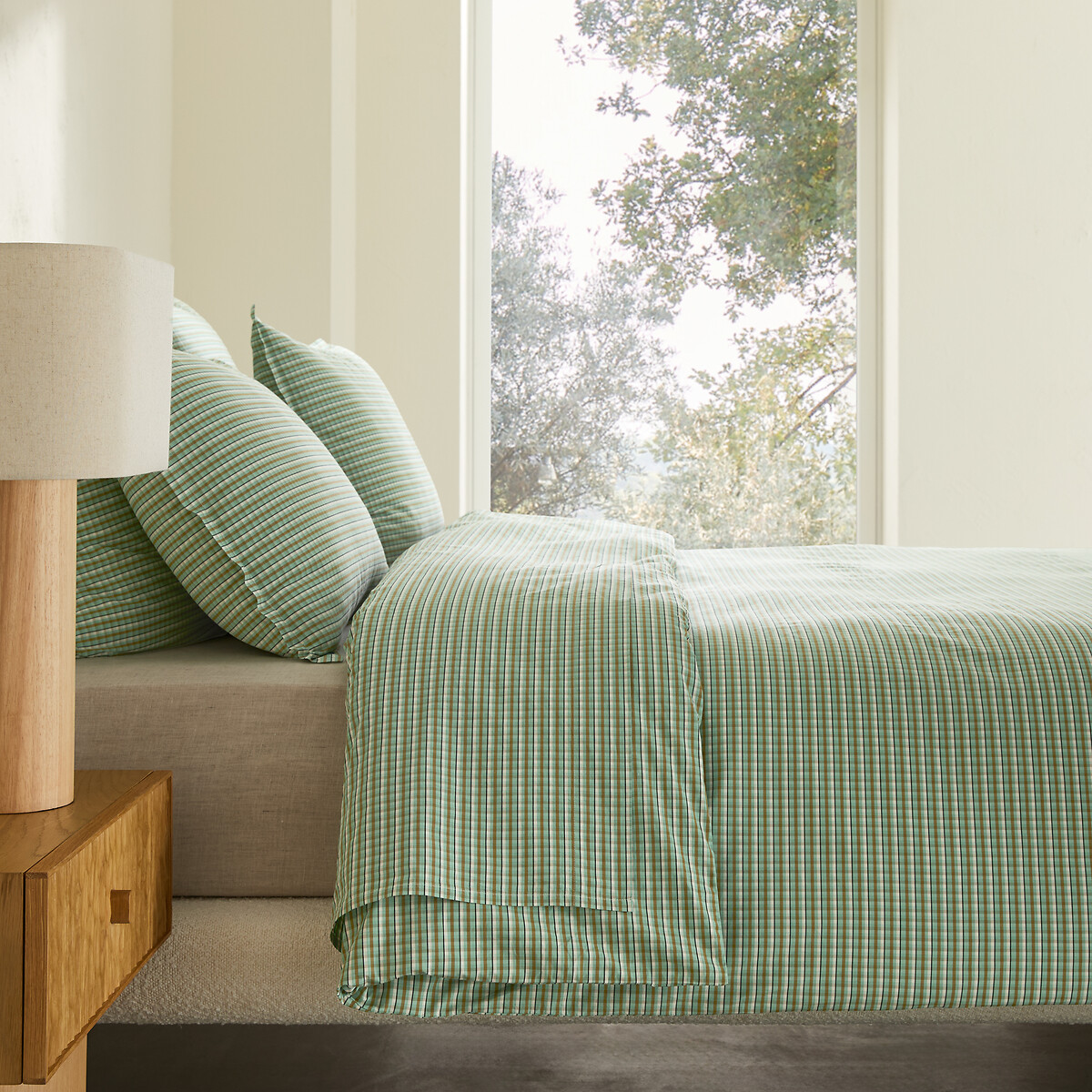 Housse de couette en percale lavée 120 fils, JALIANI carreaux menthe, AM.PM