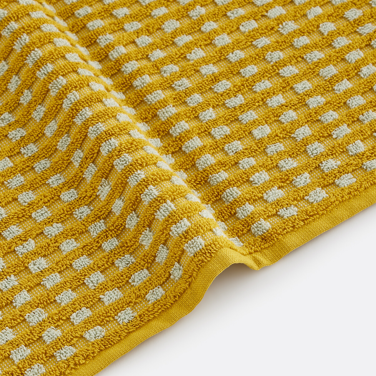 Serviette de toilette en éponge jacquard 500 g, GRANNA vert olive/opaline, LA REDOUTE INTERIEURS