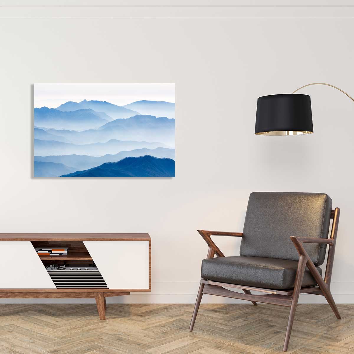 Tableau montagnes bleues tableau alu dibond, HEXOA