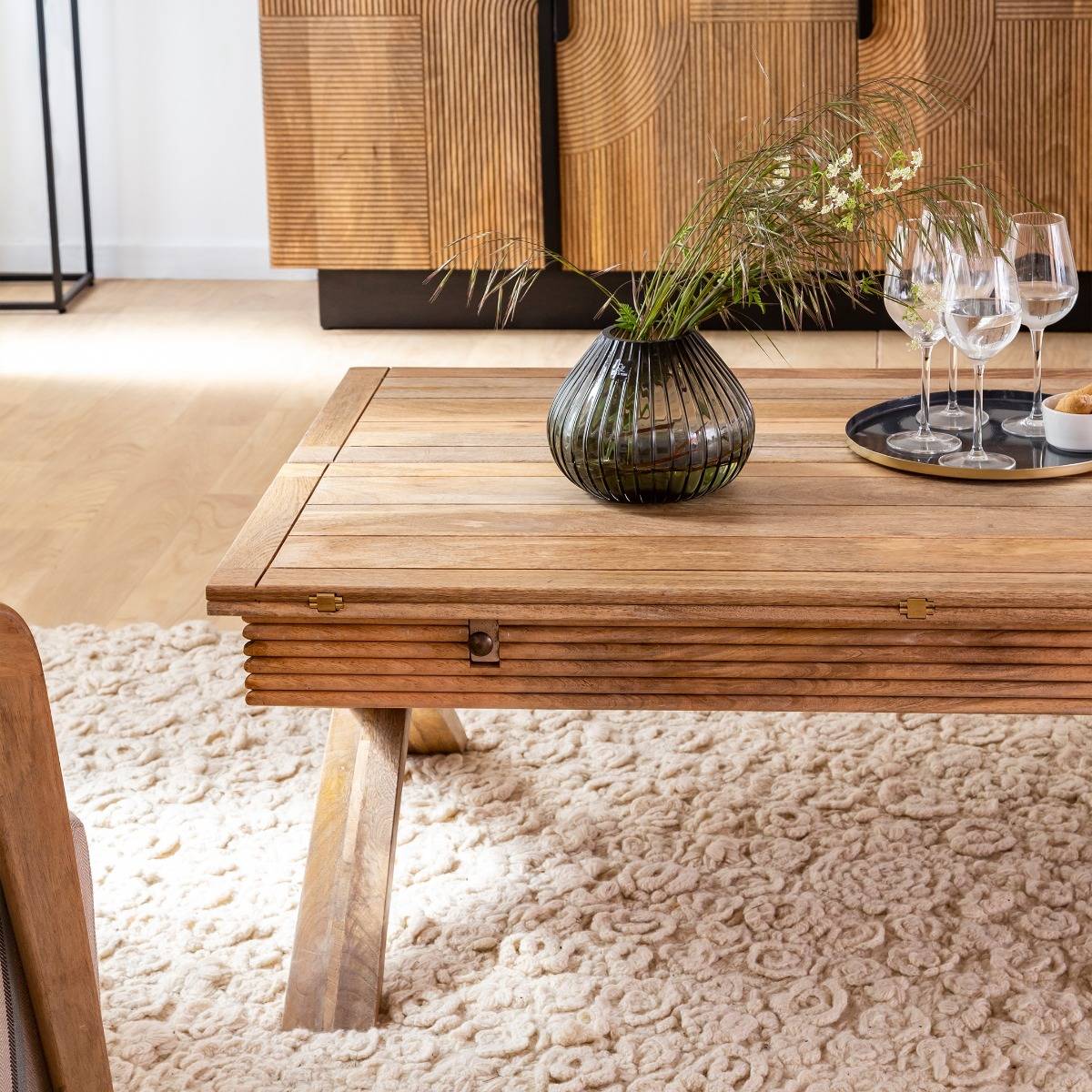 Table basse en bois de manguier LUCE bois clair, MADE IN MEUBLES 