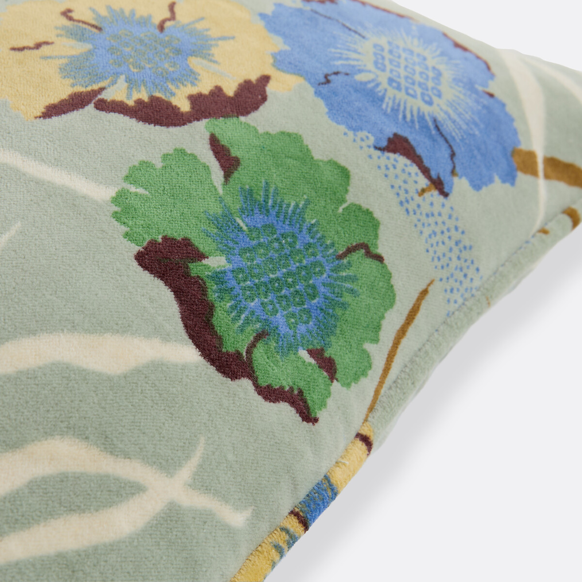 Housse de coussin rectangulaire 50x30, en velours de coton imprimé, MOWAN imprimé fond vert, LA REDOUTE INTERIEURS