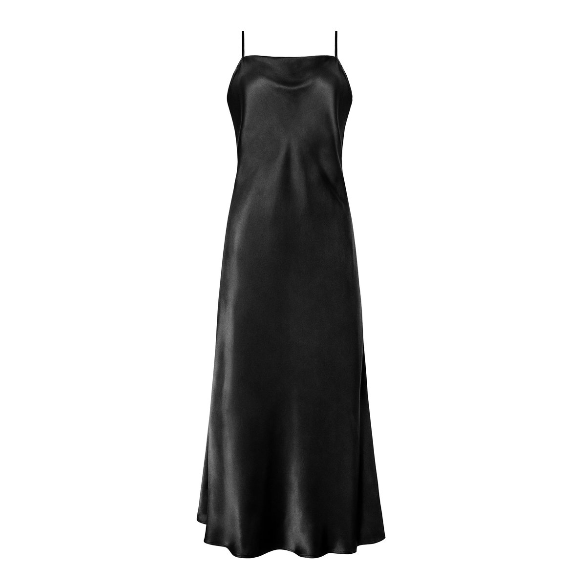 Robe longue à bretelles SATIN LUXE noir, LISCA