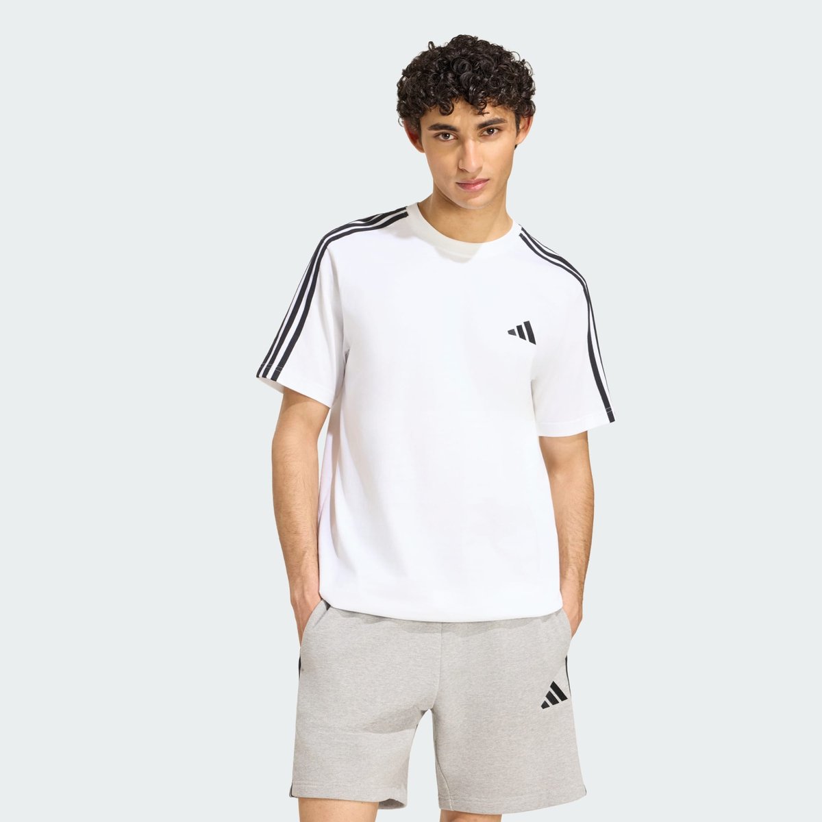 T-Shirt Jersey 3 Bandes Avec Logo À Gauche De La Poitrine Essentials T-Shirt Jersey 3 Bandes Avec Logo À Gauche De La Poitrine Essentials white / black, ADIDAS SPORTSWEAR