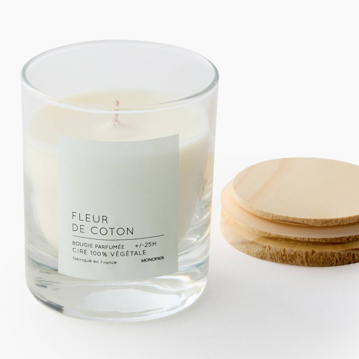 Bougie en cire végétale parfumée couleur unique, MONOPRIX