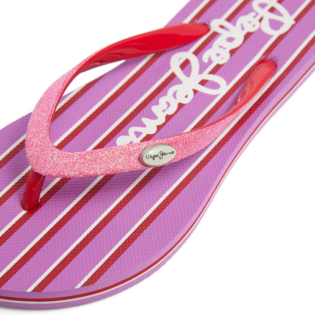Tongs De Plage À Rayures rose chicle acide, PEPE JEANS