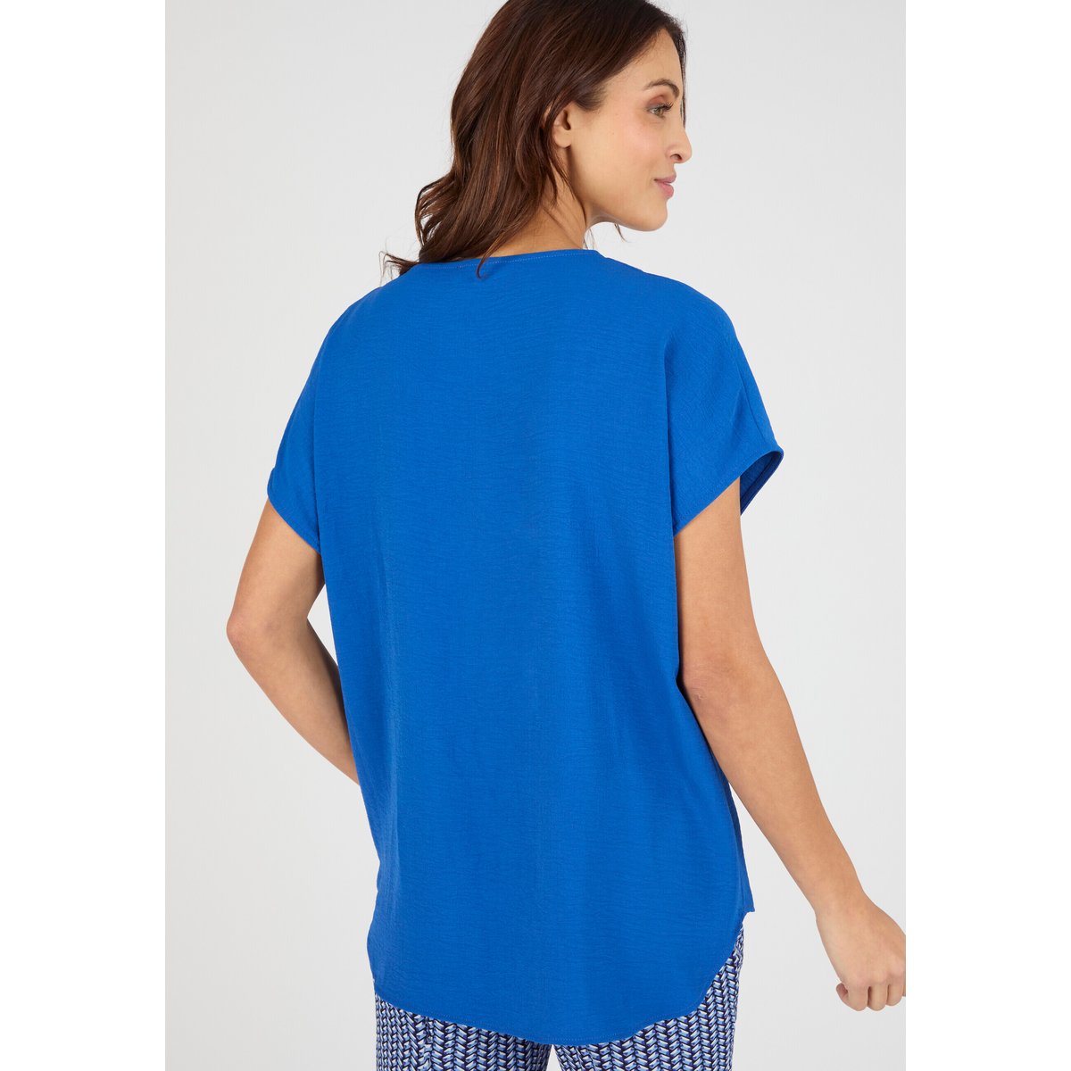 Blouse satinée effet reliefé bleu, DAMART