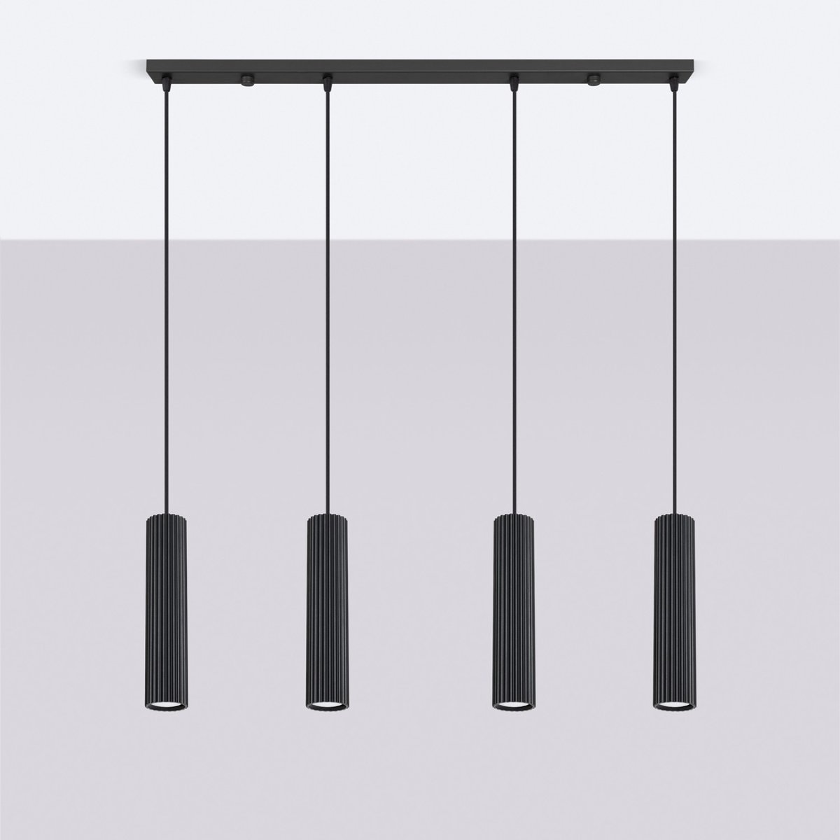 Suspension Aluminium Noir GU10 4 Karbon noir, EDEN