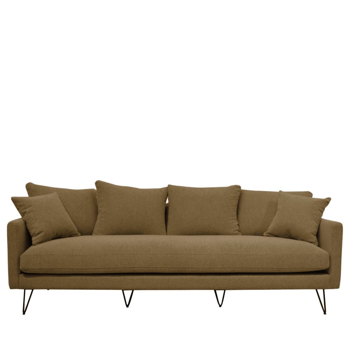 Canapé convertible 4 places en tissu pieds épingles noirs- VILLABON caramel chiné, DRAWER