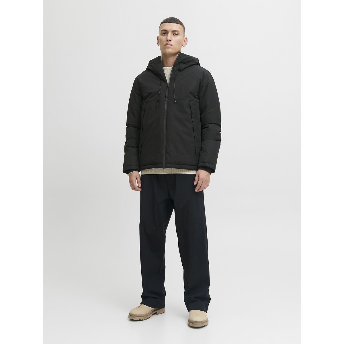 Blouson à capuche noir, JACK & JONES