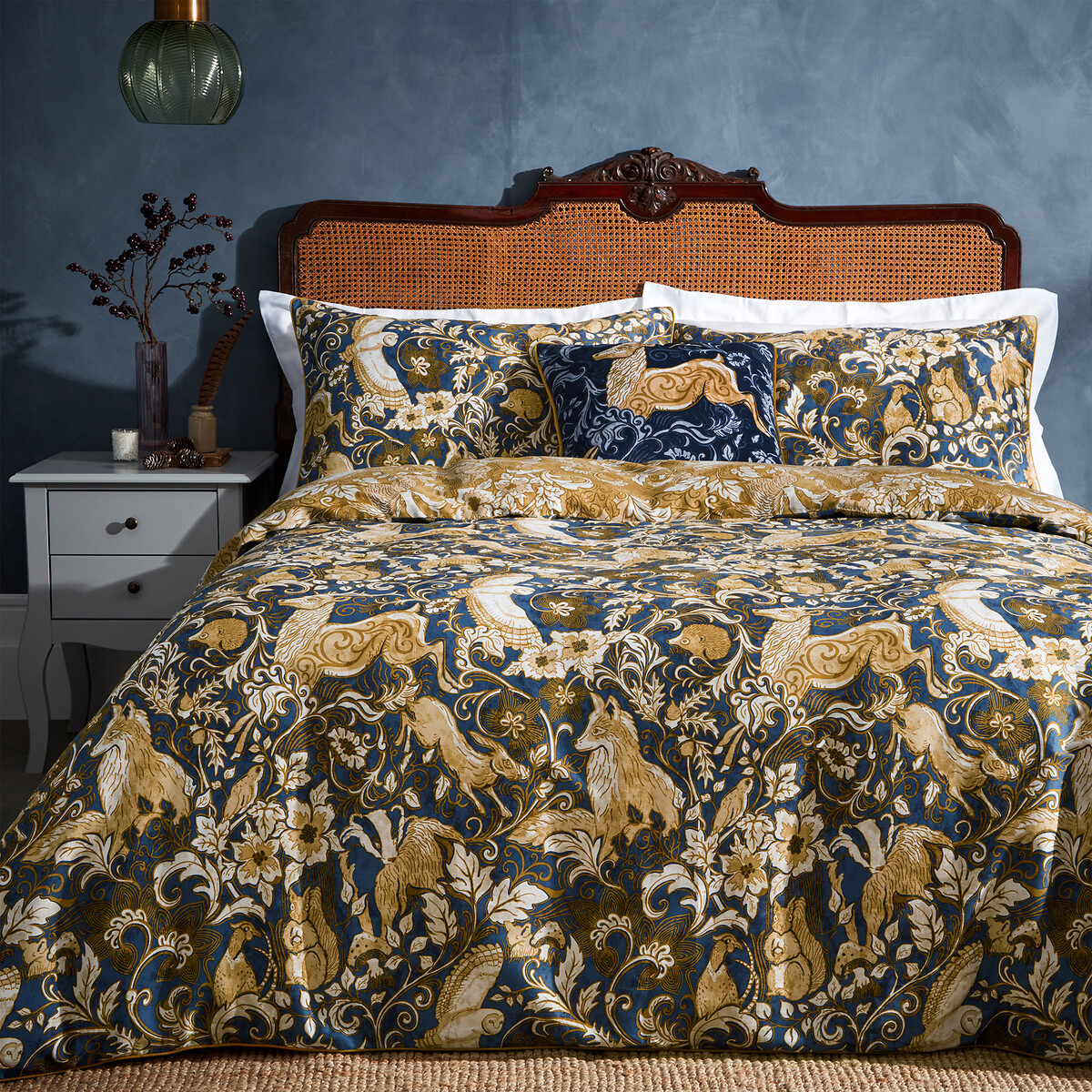 Harewood 100% Cotton Duvet Cover and Pillowcase Set blue, PAOLETTI