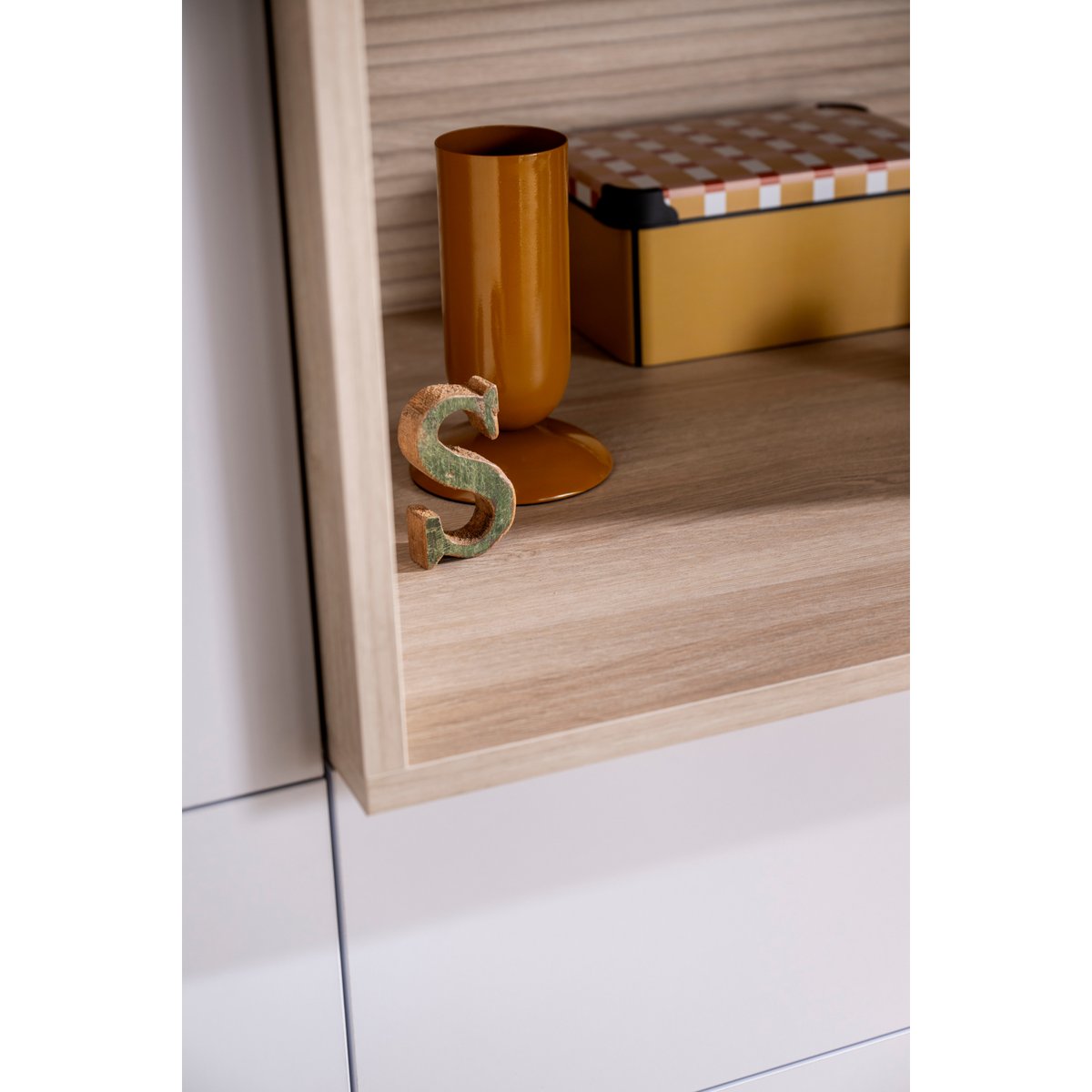 Combiné commode à langer 3 tiroirs, 1 colonne et niche décor chêne sépia blanc, SAUTHON
