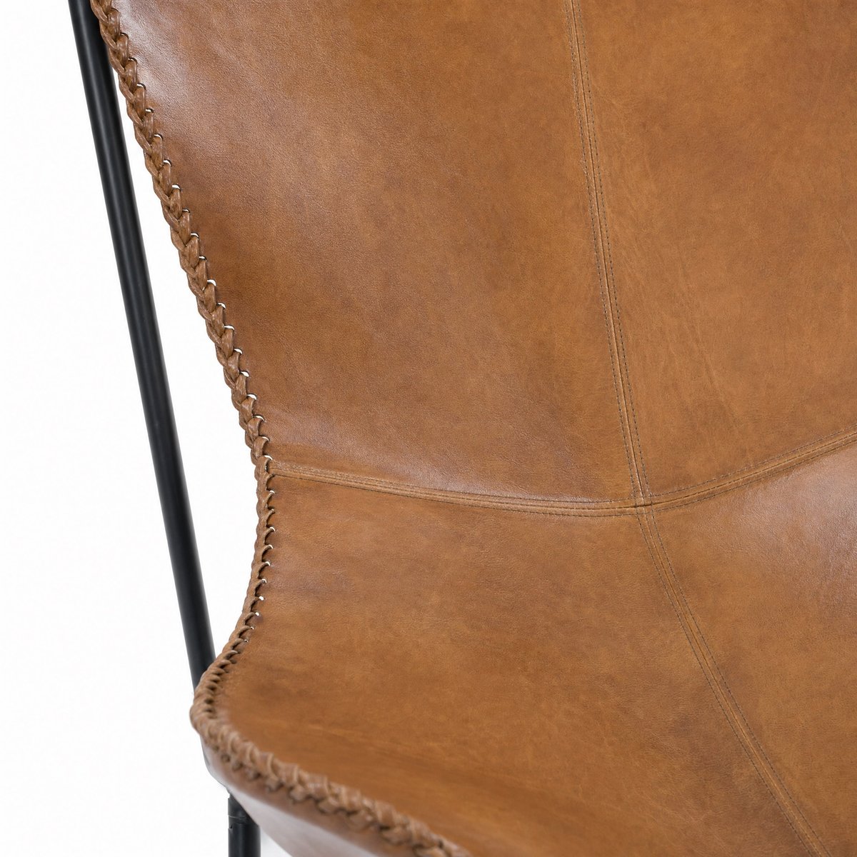 Fauteuil papillon en cuir de buffle - OCTAVE marron, MAISON PAVANE