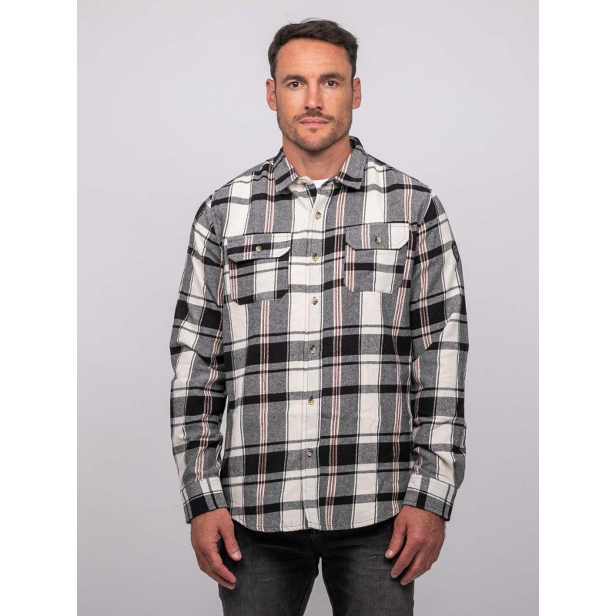 Chemise Manches Longues Carreaux Toxfeat ecru, RITCHIE