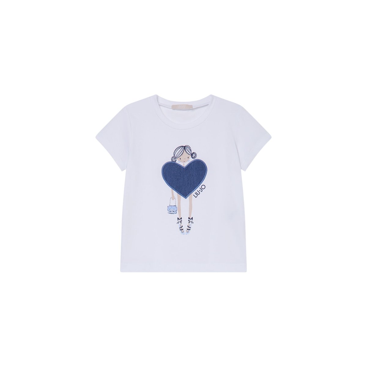 T-shirt avec imprimé et strass blanc, LIU JO