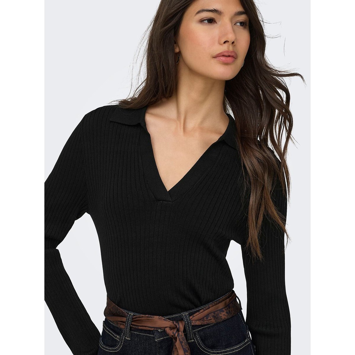 Pull aderente, collo a polo nero , ONLY