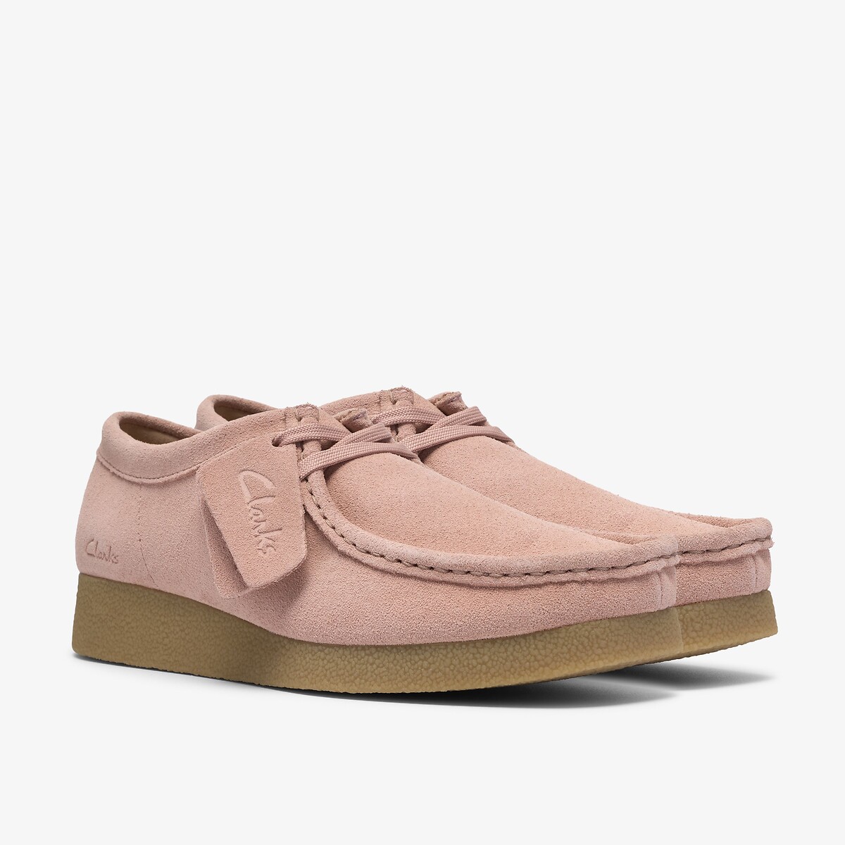 Chaussures Wallabee Evo en cuir suédé rose pale, CLARKS