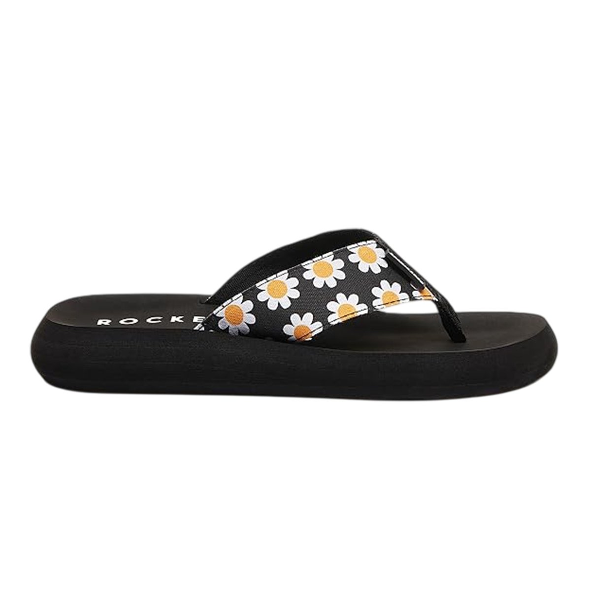 Tongs motif/style marguerite ADIOS noir, ROCKET DOG