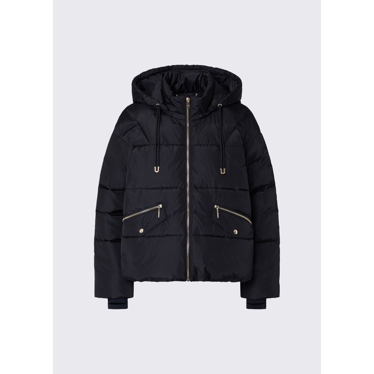 Blouson matelassé à capuche noir, LIU JO