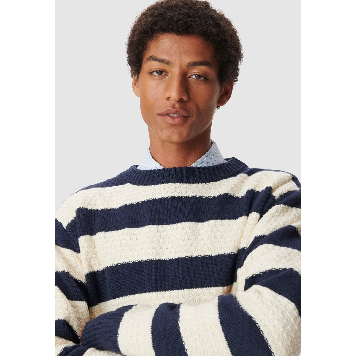 Pull tricot rayé bleu marine, IKKS