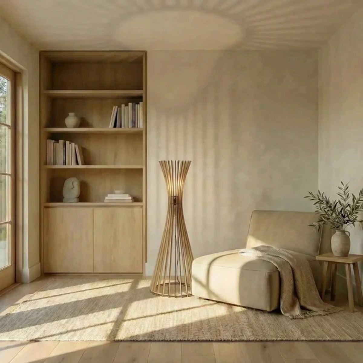 Lampadaire en bois de peuplier TIPI bois clair, ATELIER LOUPIOTE