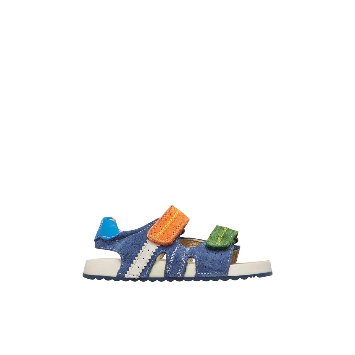 Sandales en velours SIHUR. marine-orange, NATURINO