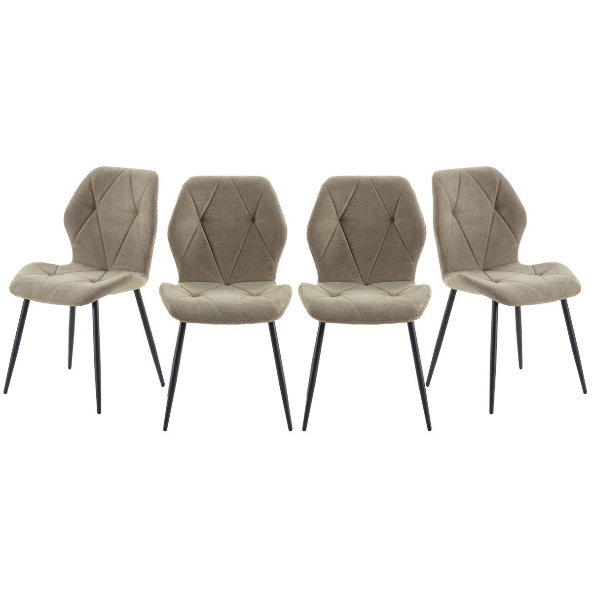 Lot de 4 chaises en tissu avec pieds en métal noir L47,5 cm - LUNA vert, CALICOSY