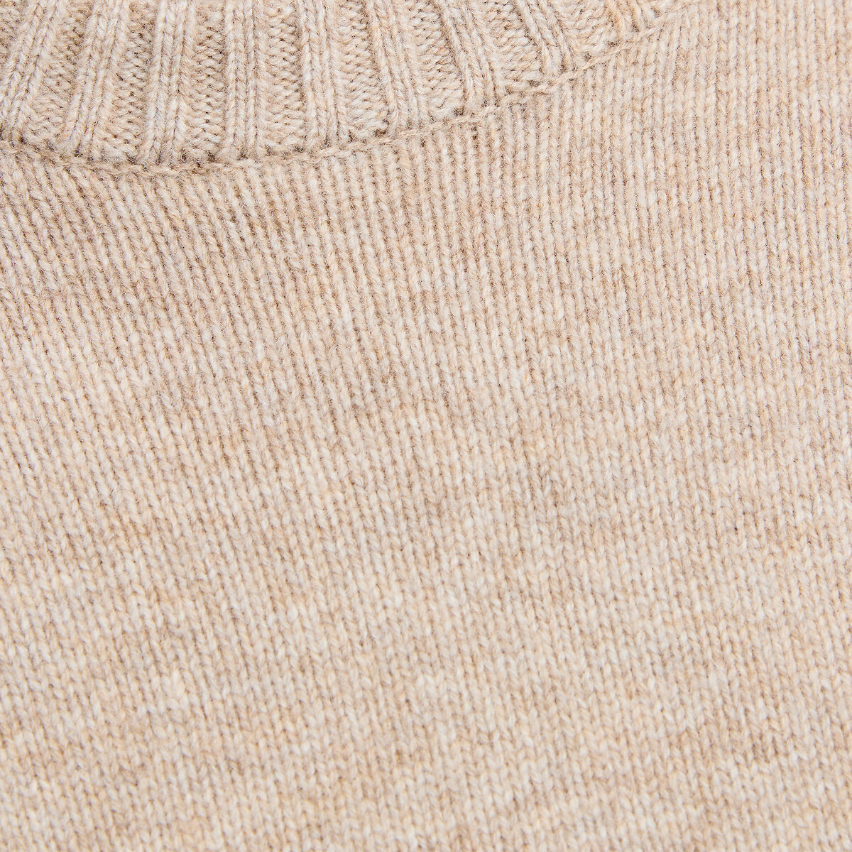 Camisola de lã, gola redonda, malha grossa bege mesclado, LA REDOUTE COLLECTIONS