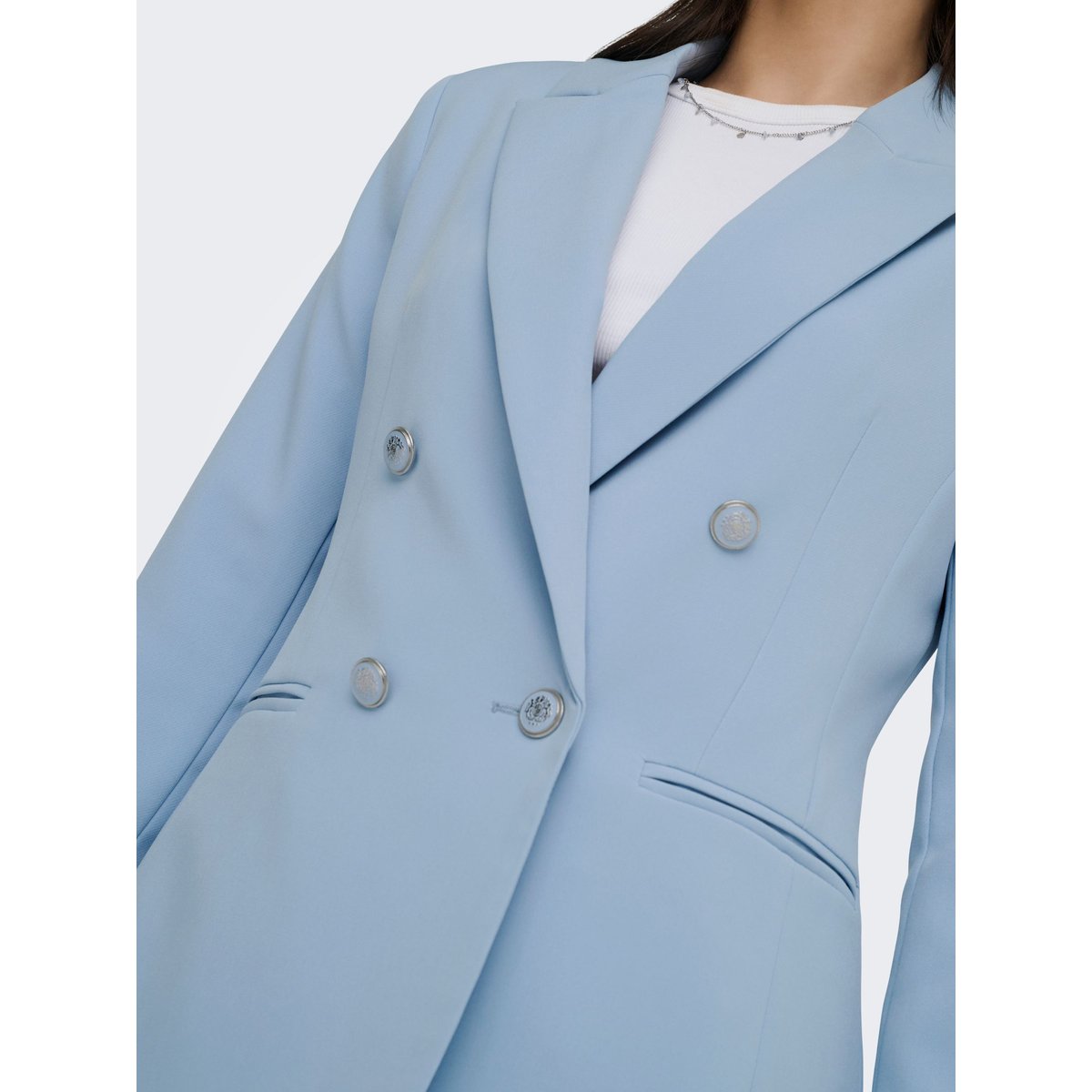 Blazer coupe droite, boutonné bleue - soft chambray, ONLY