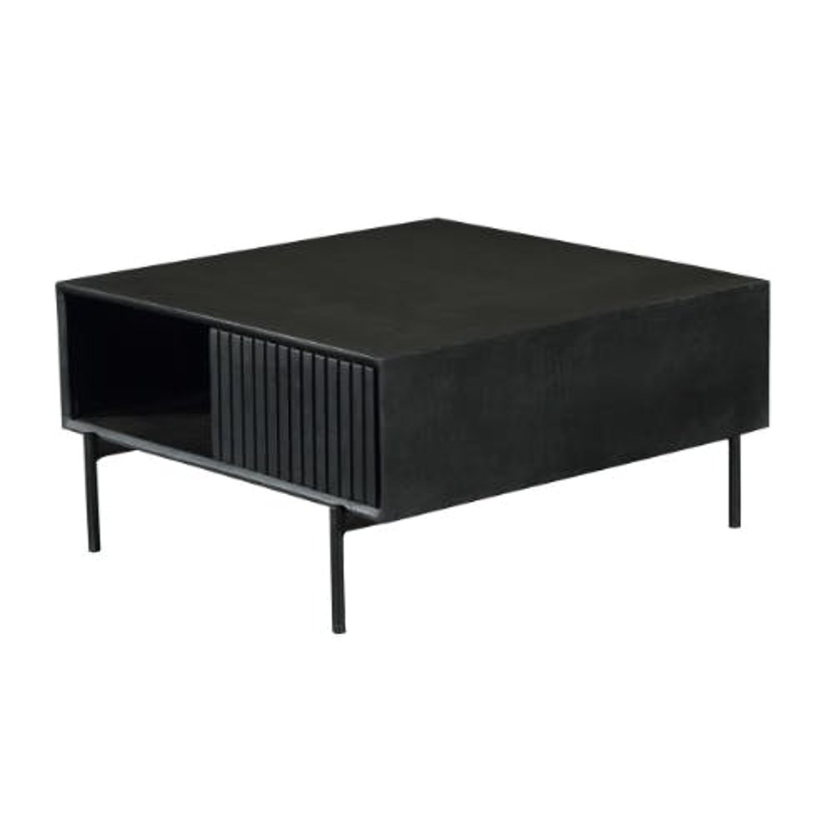 Table basse carrée 2 tiroirs 1 niche CORTINA noir, PIER IMPORT