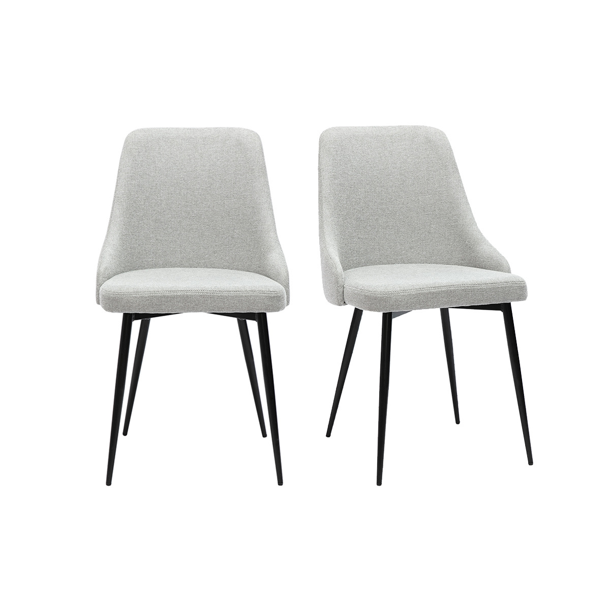 Chaises design en tissu effet velours texturé terre brûlée et métal noir (lot de 2) CULT gris, MILIBOO