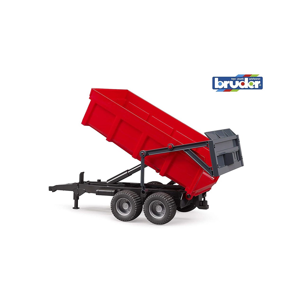 Véhicules miniatures - Remorque basculante avec paroi arrière automatique rouge, BRUDER