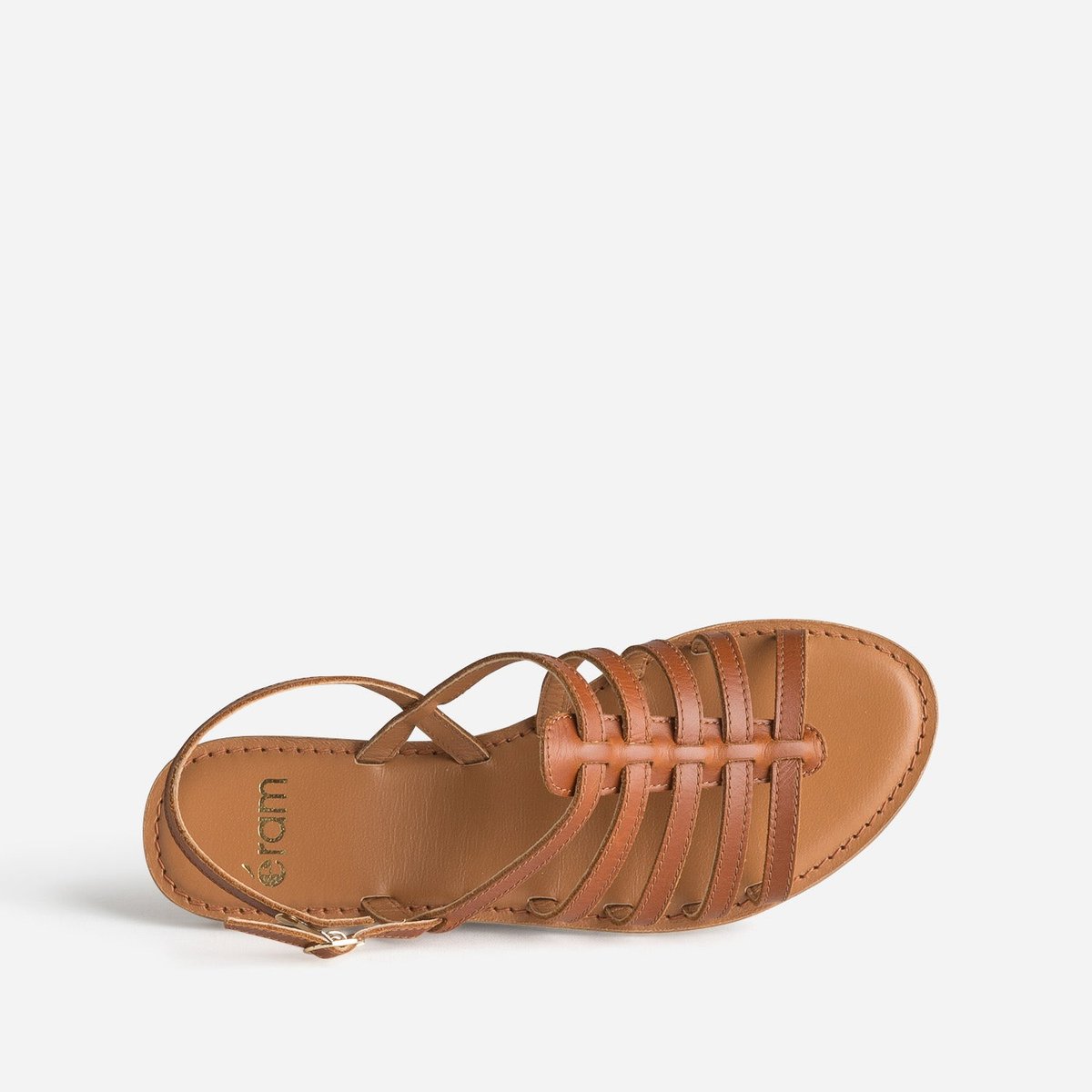 Sandale Plate en cuir NIAME cognac, ERAM