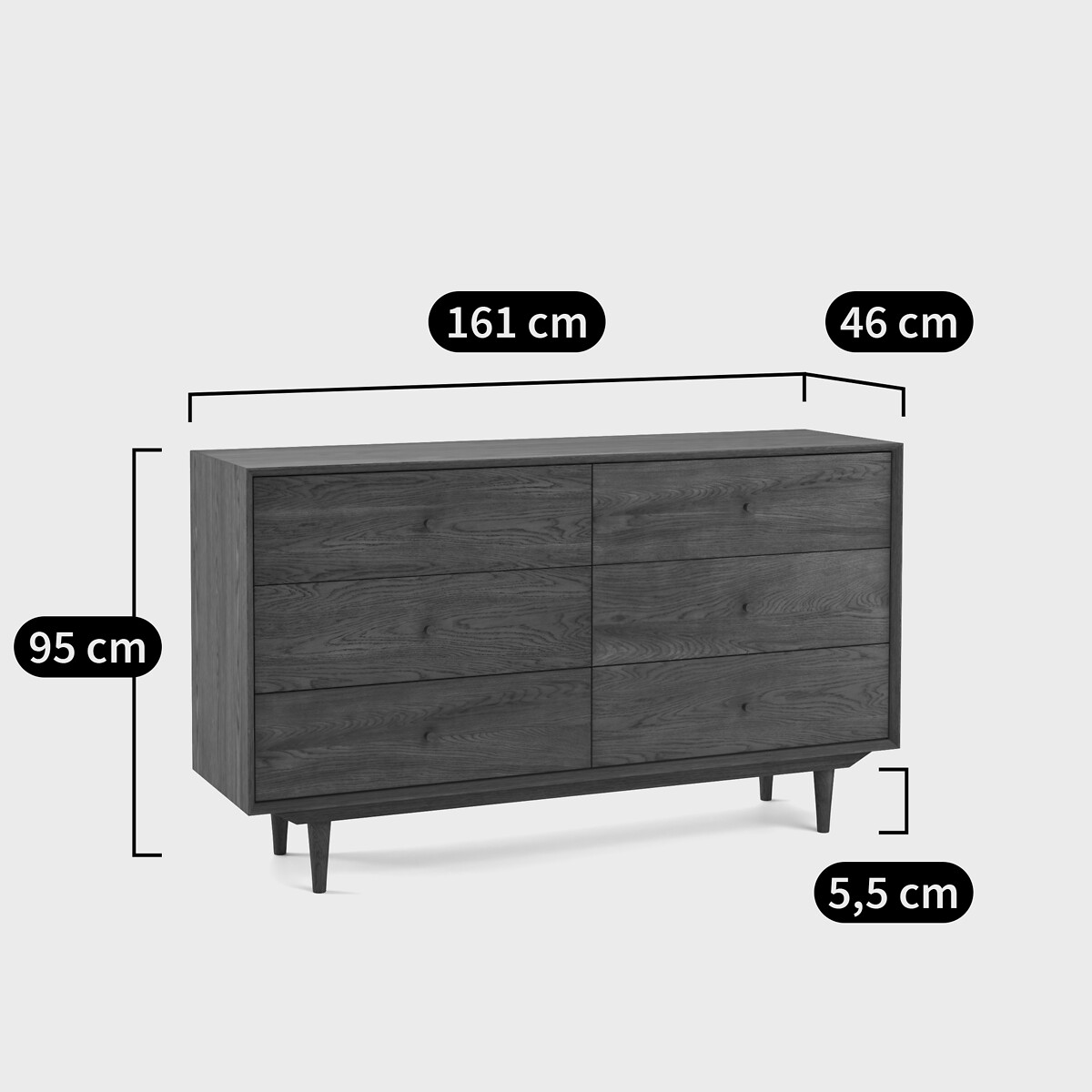 Commode 6 tiroirs, Quilda bois clair miel, LA REDOUTE INTERIEURS