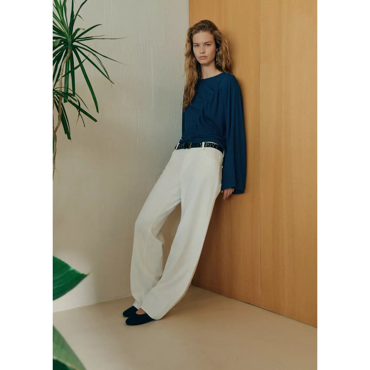 Blouse fluide détail froncé bleu pétrole, MANGO TEEN