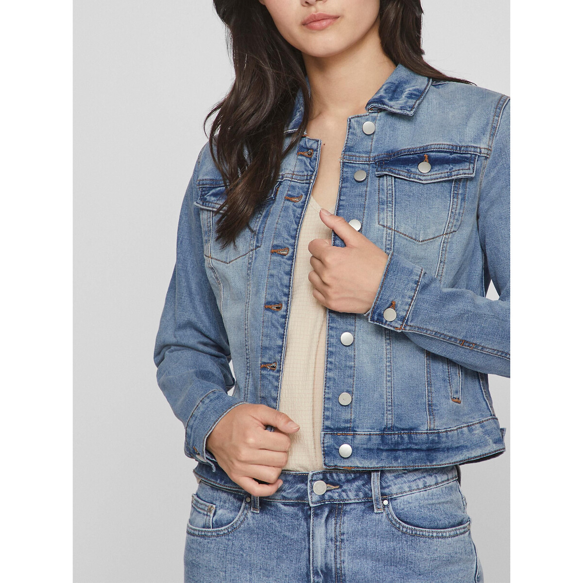 Veste en jean courte, coupe droite light blue, VILA