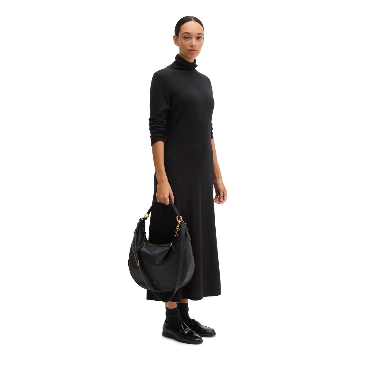 Sac à bandoulière modèle Philine moyen en cuir de vachette souple noir, MARC O'POLO