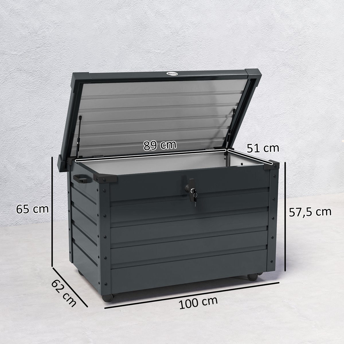 Coffre de jardin gris, OUTSUNNY