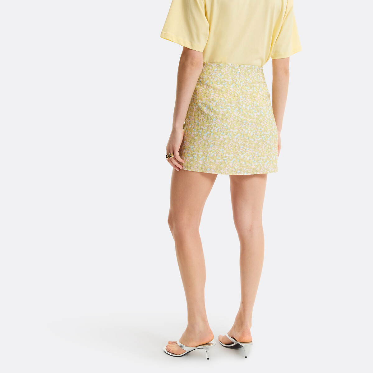 Jupe droite courte imprimé floral à nouer imprimé fleur jaune, LA REDOUTE COLLECTIONS