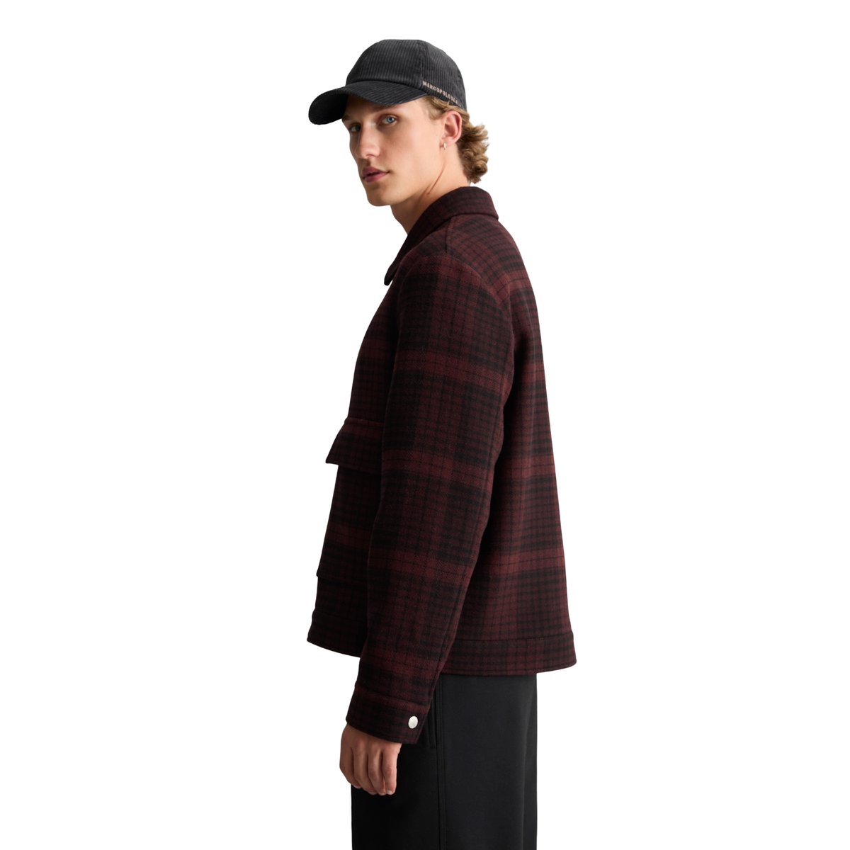 Veste d'extérieur à carreaux, coupe regular en mélange de laine de mouton douce noir, MARC O’POLO DENIM
