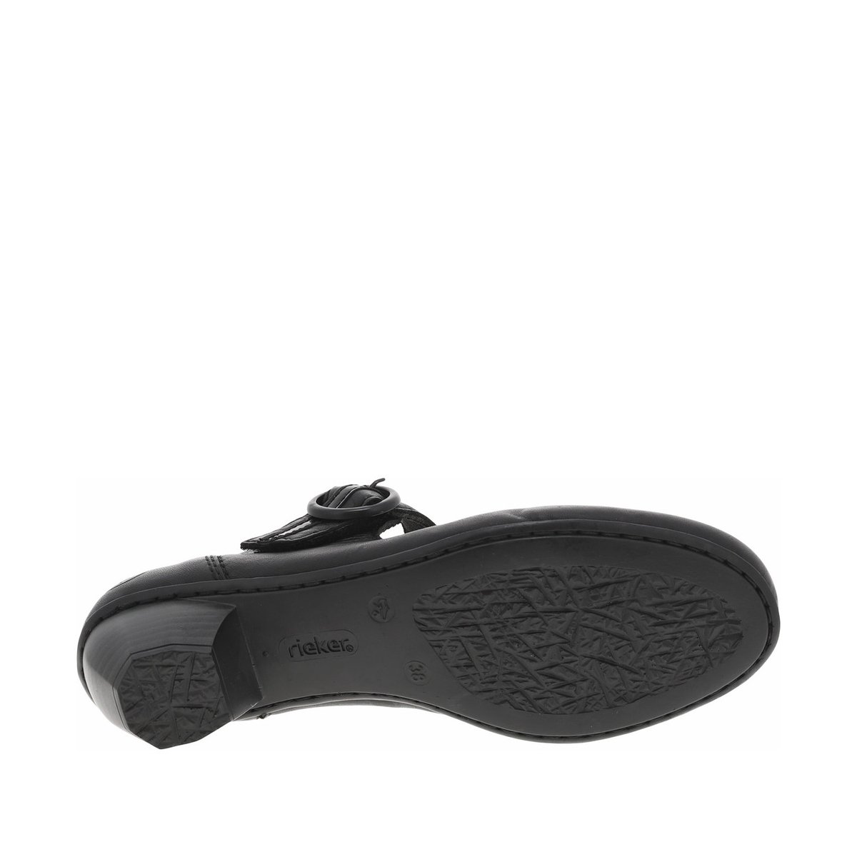 Escarpin cuir talon décroché bas noires, RIEKER