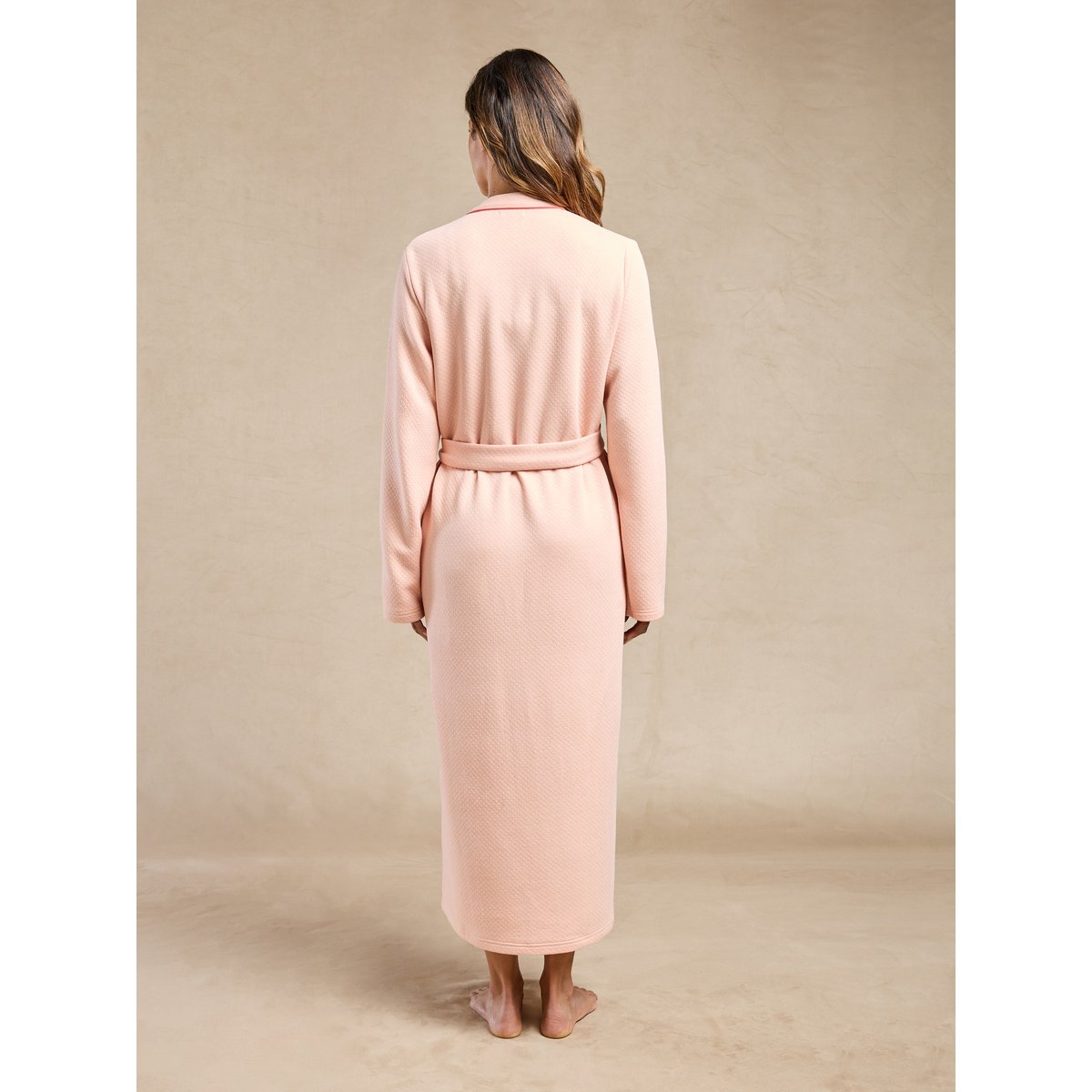 Peignoir kimono maille jacquard saumon, DAXON