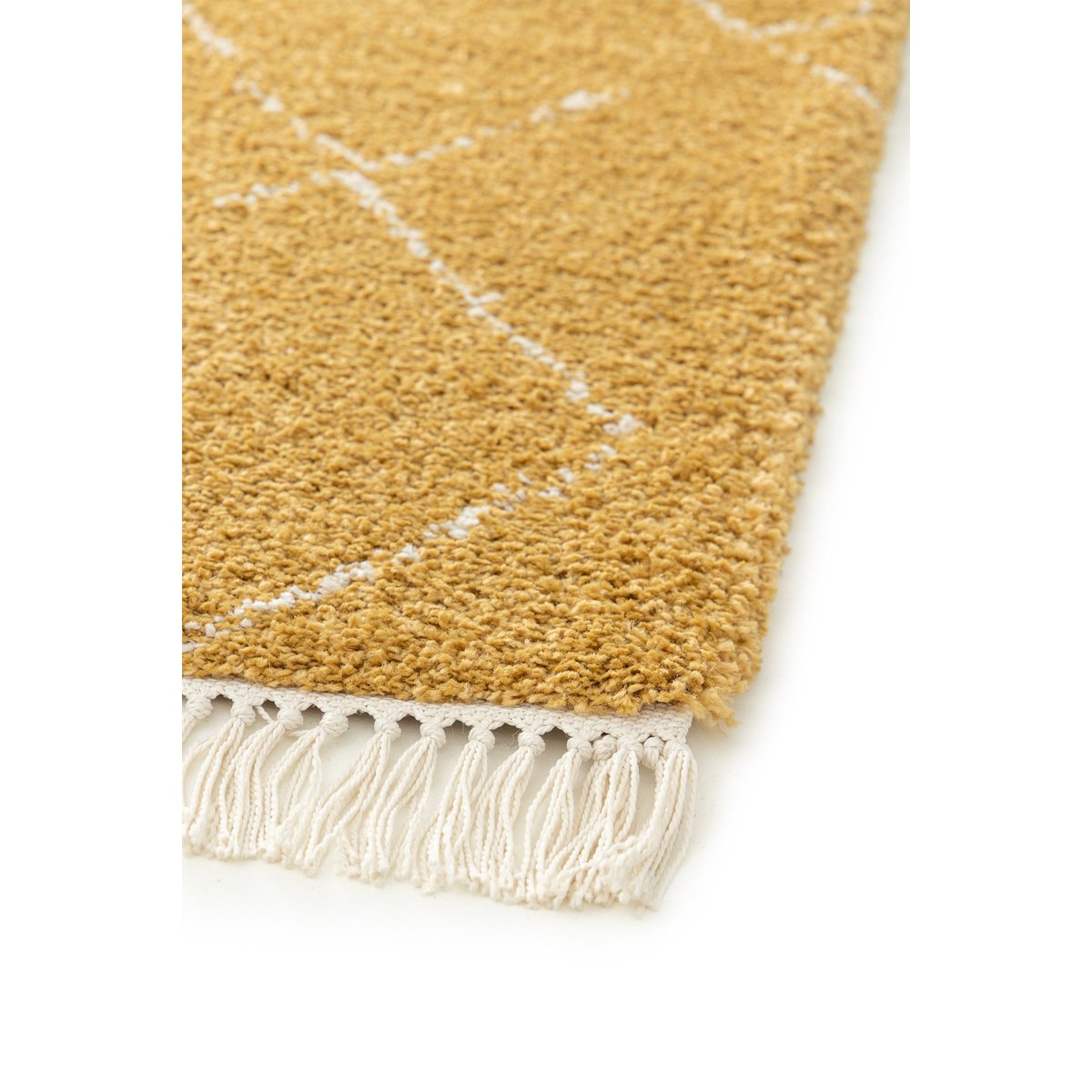 Tapis épais à franges doux et raffiné TIGRIS jaune naturel, AFK LIVING
