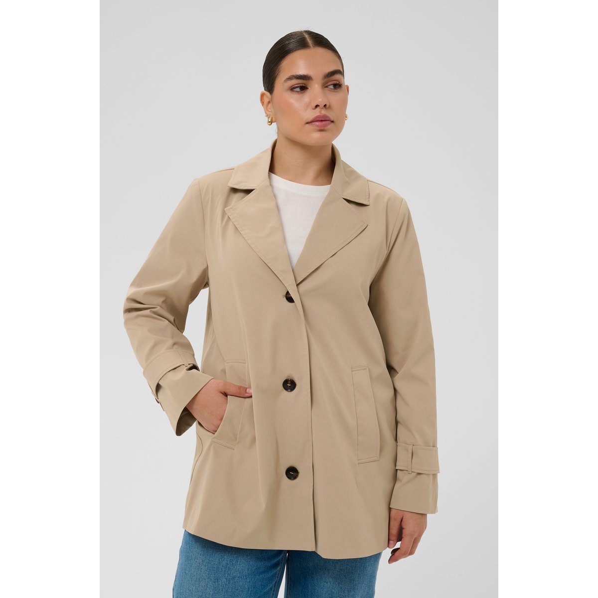 Manteau beige plaza taupe cc., KAFFE CURVE
