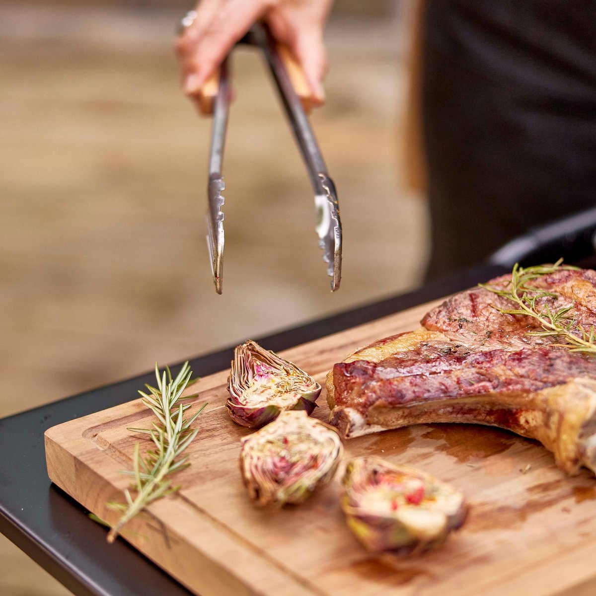 Ensemble accessoires cuisson magnétiques pour barbecue, NATERIAL marron, gris / argent, NATERIAL