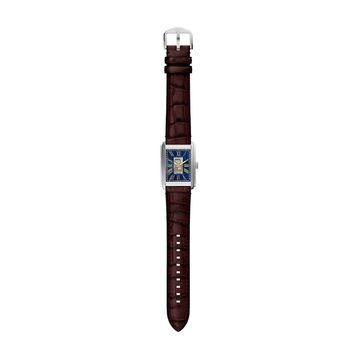 Montre Analogique CARRAWAY argenté bleu foncé marron foncé, FOSSIL