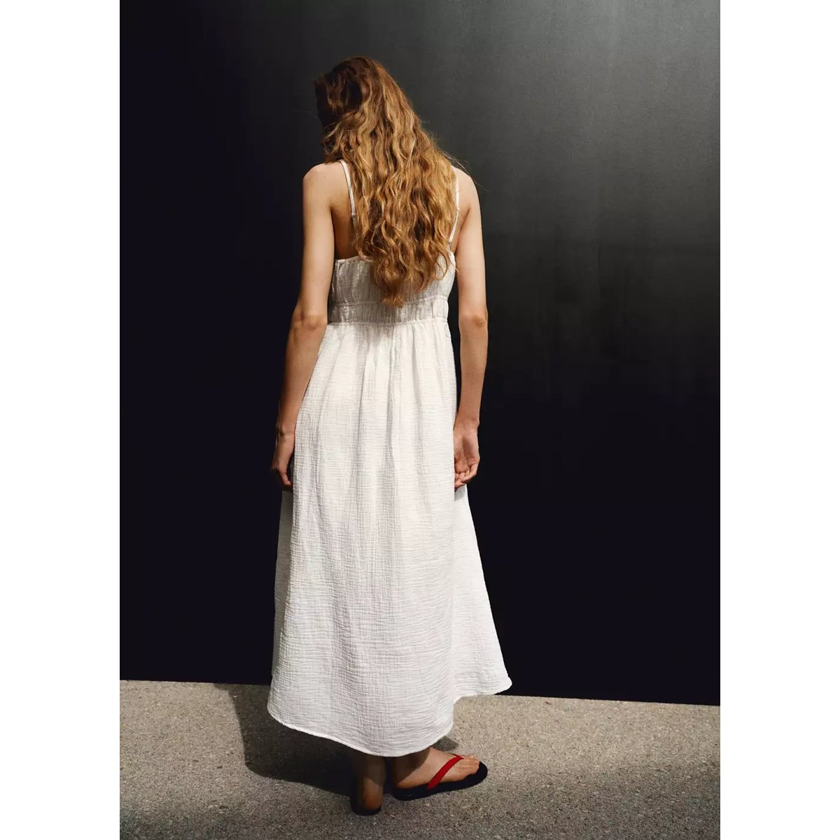 Robe froncée blanc, MANGO