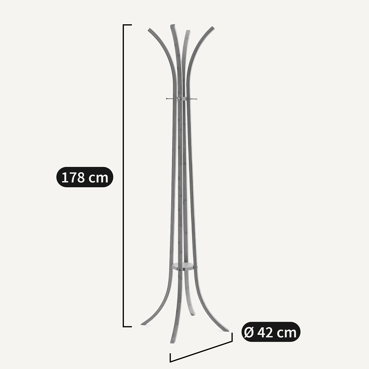 Porte-manteau 4 branches en bambou, Teepi bois clair naturel, SO'HOME