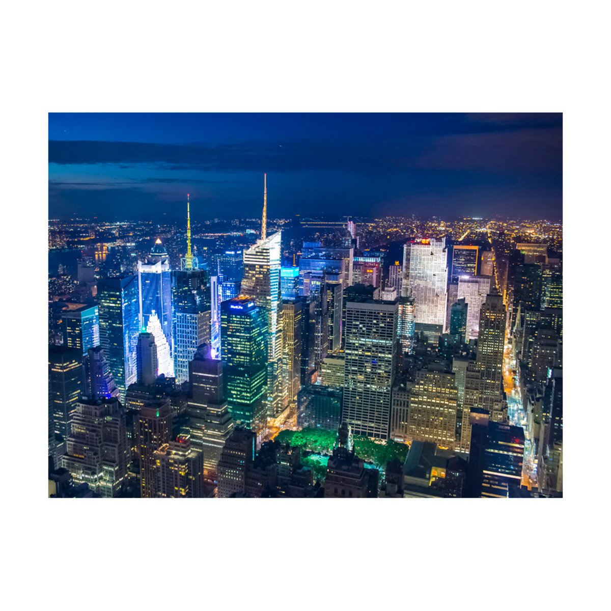Papier peint intissé panoramique Ville et Architecture Manhattan - nuit bleu, EDEN