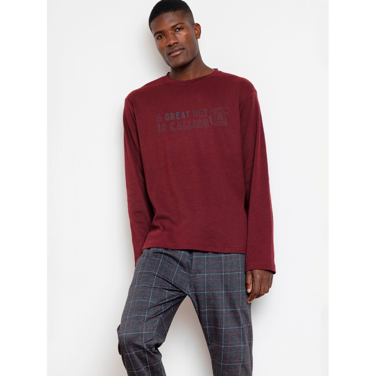 Pyjama pantalon top manches longues Calling bordeaux, ADMAS